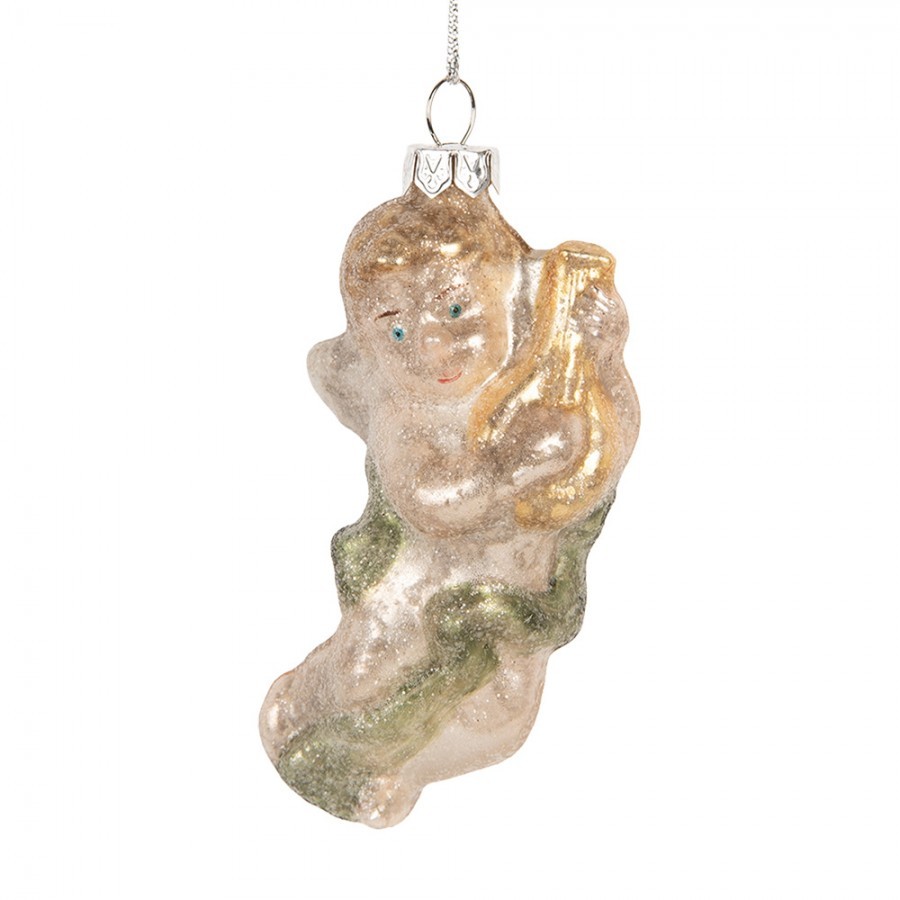Christmas Ornament Angel 5x3x10 Cm Silver Colored Glass - 5*3*10 cm