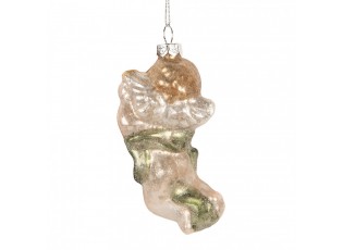Christmas Ornament Angel 5x3x10 Cm Silver Colored Glass - 5*3*10 cm