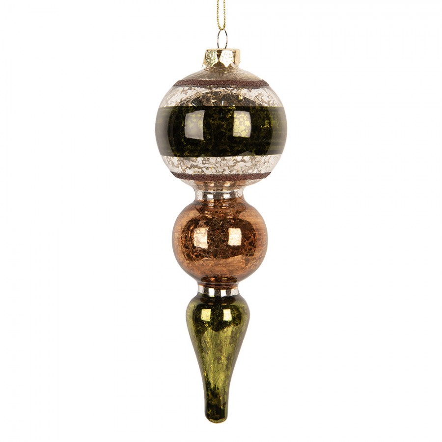 Christmas Bauble ? 6x17 Cm Green Glass - ? 6*17 cm