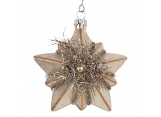 Christmas Ornament Star 10x8x9 Cm Silver Colored Glass - 10*8*9 cm