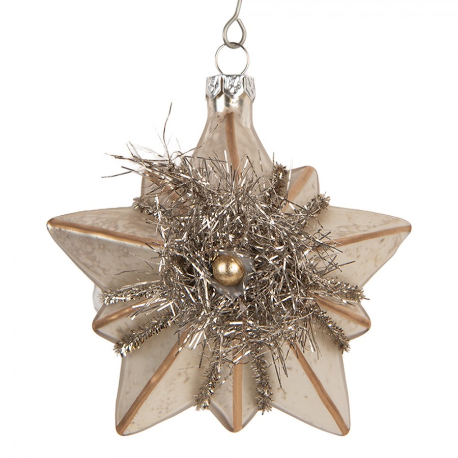 Christmas Ornament Star 10x8x9 Cm Silver Colored Glass - 10*8*9 cm