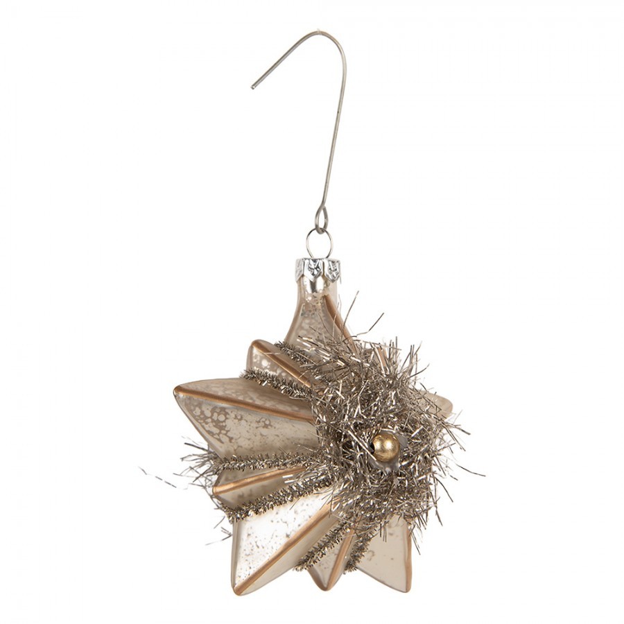 Christmas Ornament Star 10x8x9 Cm Silver Colored Glass - 10*8*9 cm