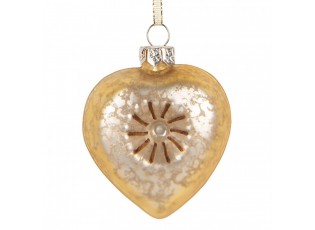 Christmas Ornament Heart 5x3x7 Cm Gold Colored Glass - 5*3*7 cm