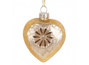 Christmas Ornament Heart 5x3x7 Cm Gold Colored Glass - 5*3*7 cm