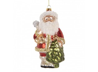 Christmas Ornament Santa Claus 8x7x14 Cm Gold Colored Glass - 8*7*14 cm