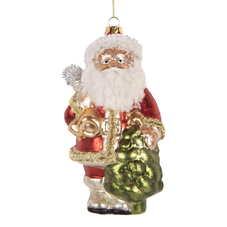 Christmas Ornament Santa Claus 8x7x14 Cm Gold Colored Glass - 8*7*14 cm