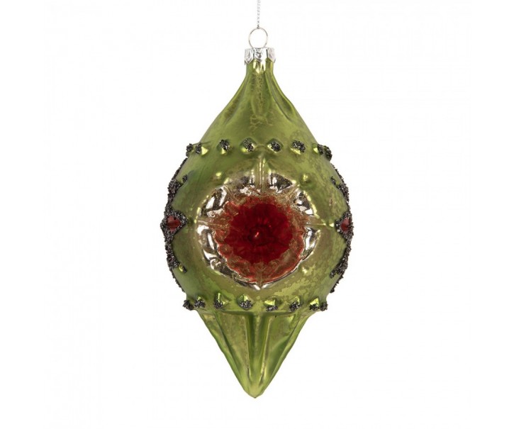 Christmas Bauble 8x7x15 Cm Green Glass - 8*7*15 cm Clayre & Eef