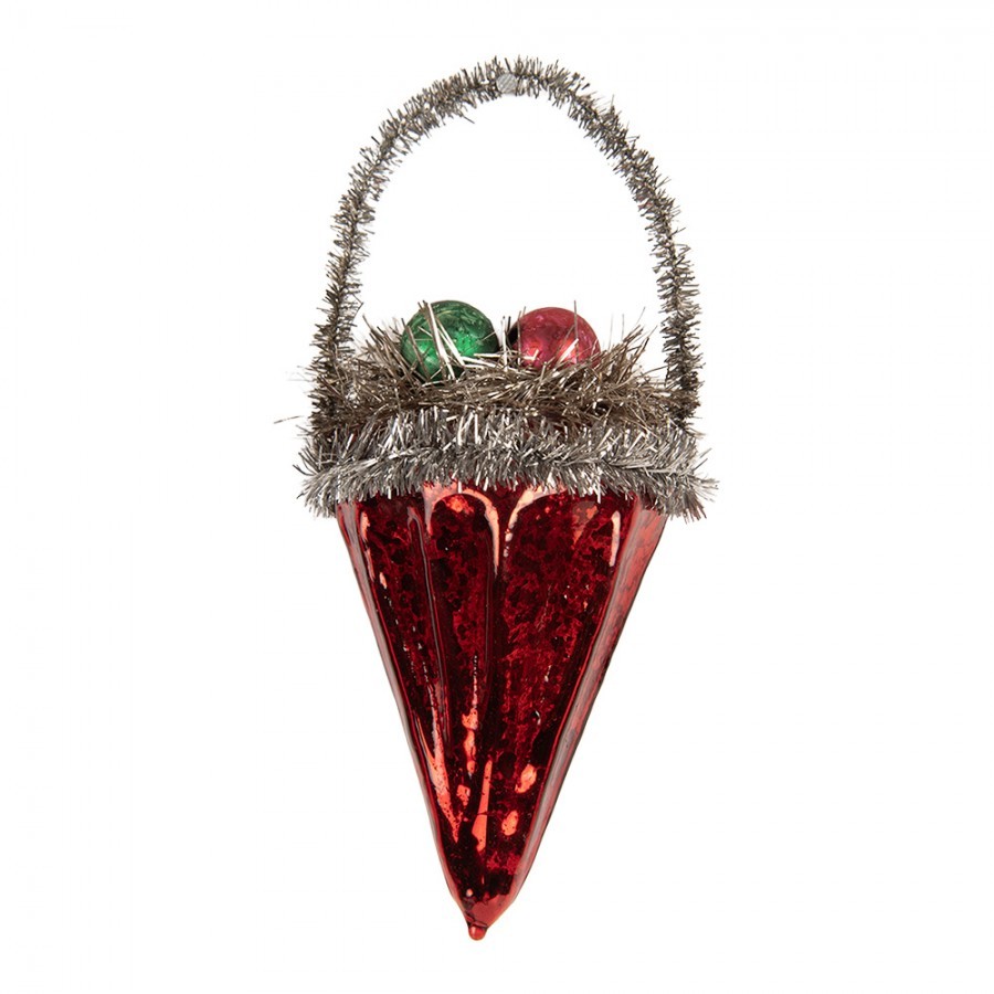 Christmas Ornament ? 7x10 Cm Red Glass - ? 7*10 cm Clayre & Eef Christmas Ornament ? 7x10 Cm Red Glass - ? 7*10 cm Clayre & Eef