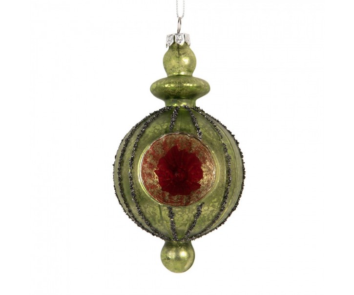Christmas Bauble 7x6x13 Cm Green Glass - 7*6*13 cm Clayre & Eef