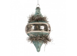 Christmas Bauble ? 7x13 Cm Blue Glass - ? 7*13 cm