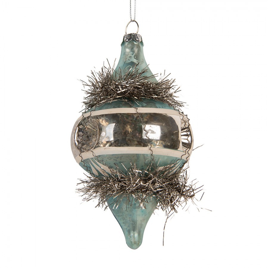 Christmas Bauble ? 7x13 Cm Blue Glass - ? 7*13 cm