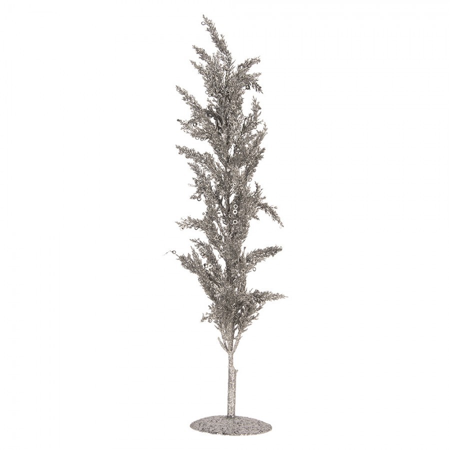 Vánoční dekorace stříbrný stromek - 12*12*60 cm