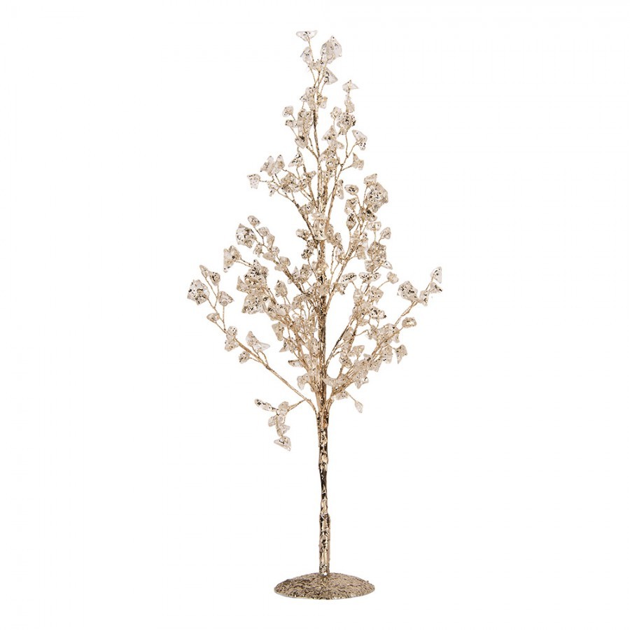 Zlatý vánoční stromeček s kamínky a třpytkami - 9*9*50 cm