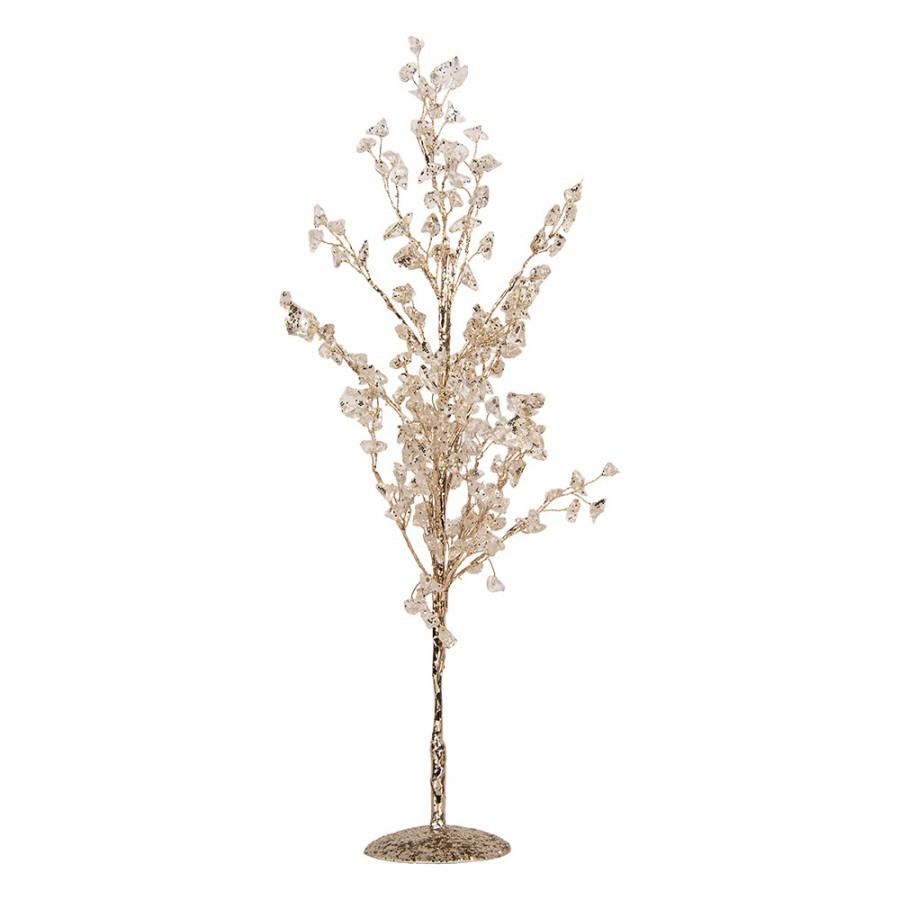 Zlatý vánoční stromeček s kamínky a třpytkami - 9*9*50 cm