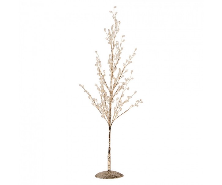 Zlatý vánoční stromeček s perličkami a třpytkami - 9*9*50 cm Clayre & Eef