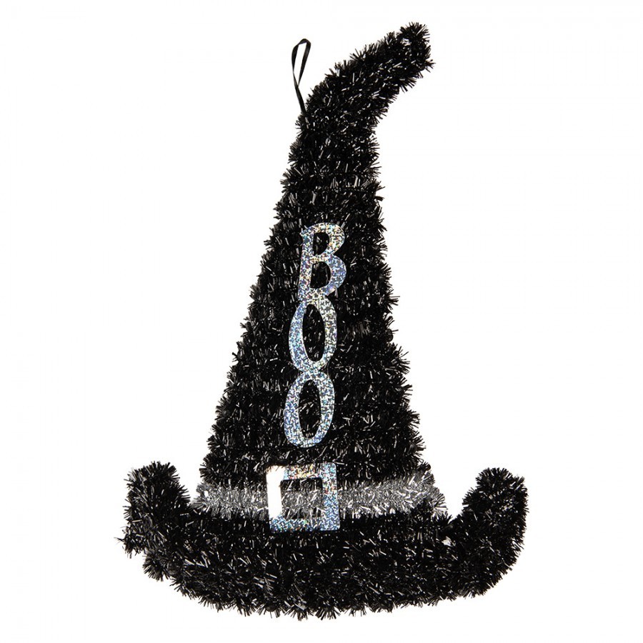 Halloweenská závěsná dekorace Čarodějnický klobouk "BOO" - 28*2*39 cm