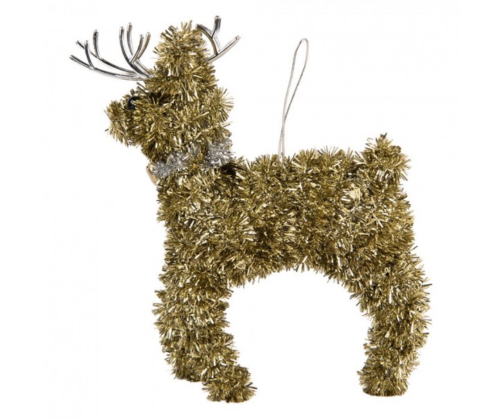 Christmas Ornament Deer 17x5x13 Cm Gold Colored Plastic - 17*5*13 cm Clayre & Eef