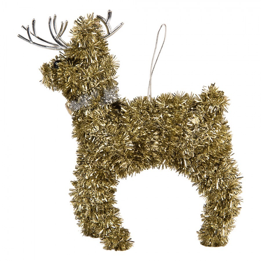 Christmas Ornament Deer 17x5x13 Cm Gold Colored Plastic - 17*5*13 cm