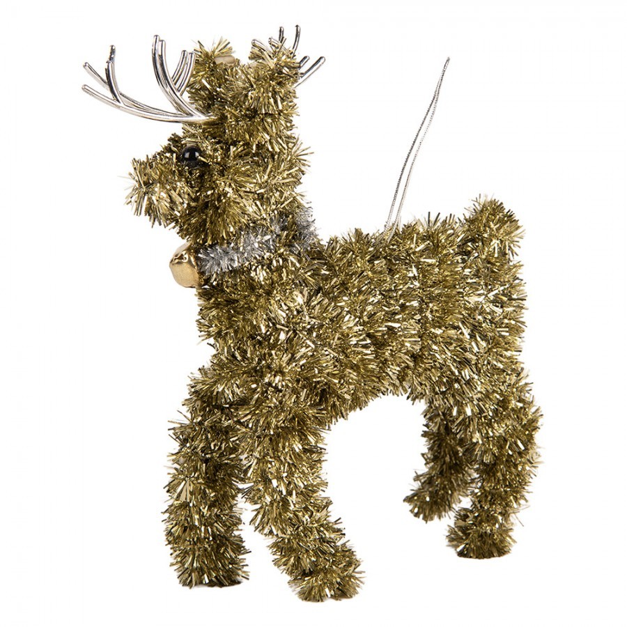Christmas Ornament Deer 17x5x13 Cm Gold Colored Plastic - 17*5*13 cm Clayre & Eef Christmas Ornament Deer 17x5x13 Cm Gold Colored Plastic - 17*5*13 cm Clayre & Eef