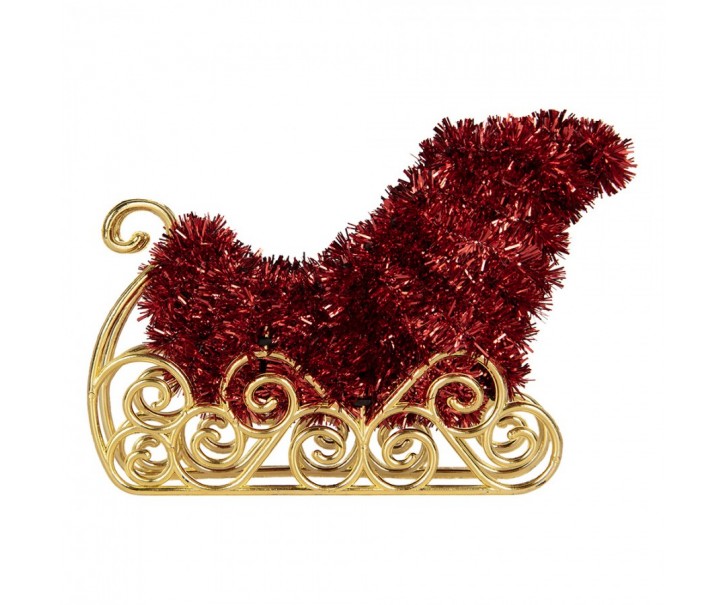 Christmas Decoration Sled 11x5x14 Cm Red Plastic - 11*5*14 cm Clayre & Eef