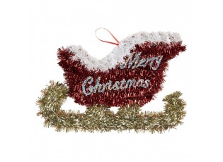 Christmas Ornament Sled 35x2x23 Cm Red Plastic - 35*2*23 cm