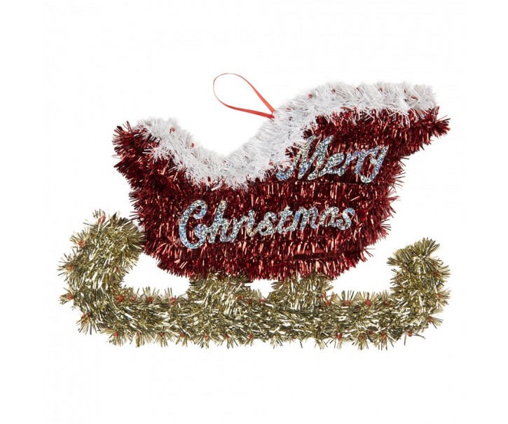 Christmas Ornament Sled 35x2x23 Cm Red Plastic - 35*2*23 cm Clayre & Eef