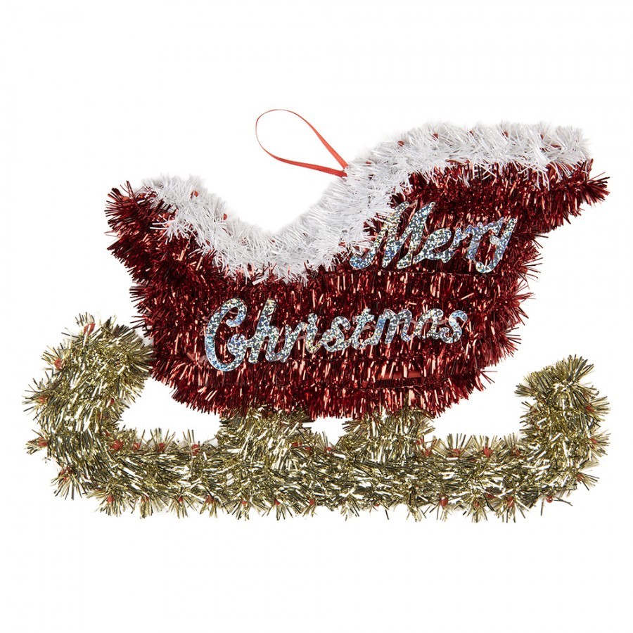Christmas Ornament Sled 35x2x23 Cm Red Plastic - 35*2*23 cm