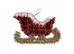 Christmas Ornament Sled 35x2x23 Cm Red Plastic - 35*2*23 cm