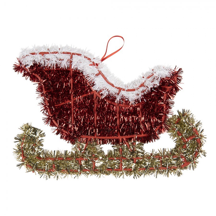 Christmas Ornament Sled 35x2x23 Cm Red Plastic - 35*2*23 cm Clayre & Eef Christmas Ornament Sled 35x2x23 Cm Red Plastic - 35*2*23 cm Clayre & Eef