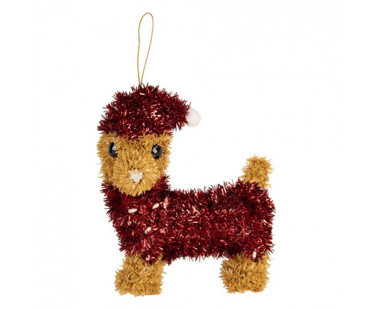 Christmas Ornament Dog 13x7x15 Cm Brown Plastic - 13*7*15 cm Clayre & Eef