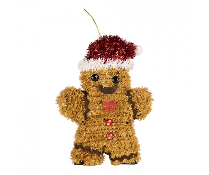Christmas Ornament Gingerbread Man 12x3x16 Cm Brown Plastic - 12*3*16 cm Clayre & Eef