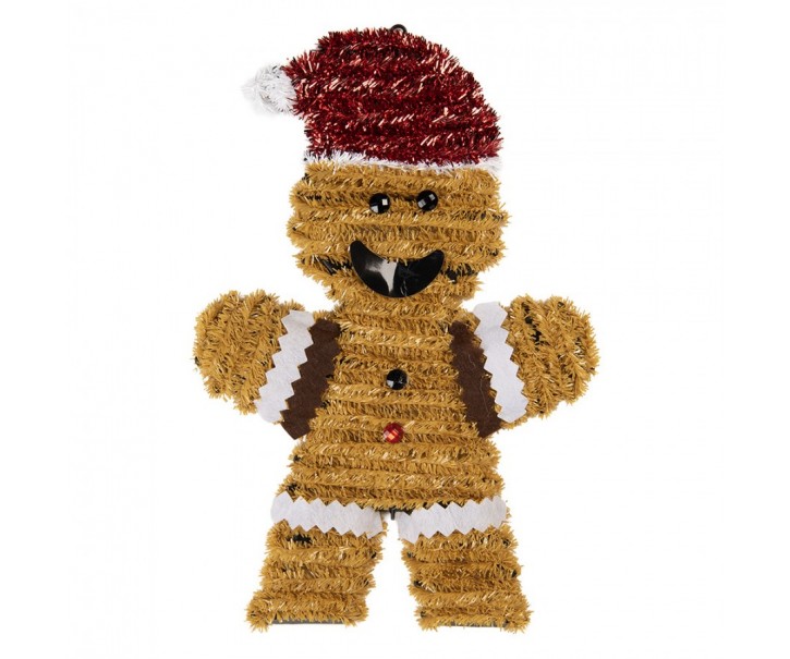 Christmas Ornament Gingerbread Man 22x2x33 Cm Brown Plastic - 22*2*33 cm Clayre & Eef