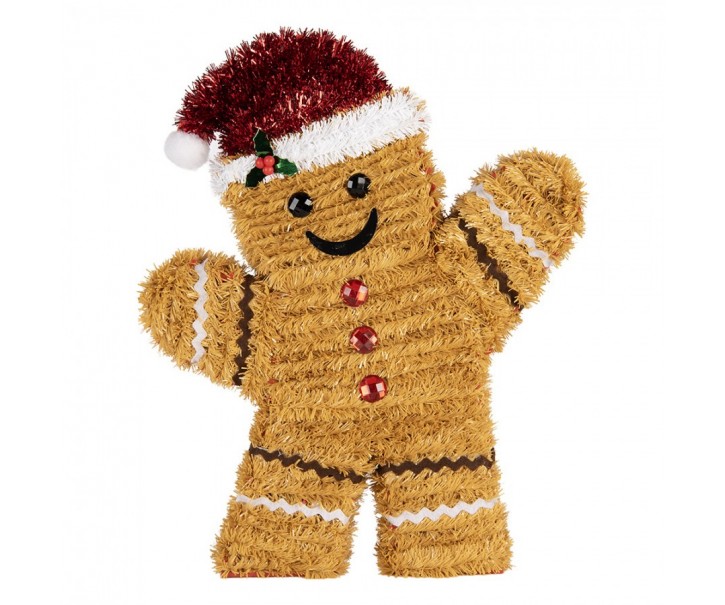 Christmas Decoration Gingerbread Man 25x4x30 Cm Brown Plastic - 25*4*30 cm Clayre & Eef