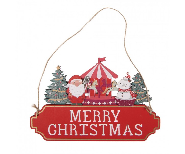 Christmas Ornament 21x1x14 Cm Red Wood - 21*1*14 cm Clayre & Eef