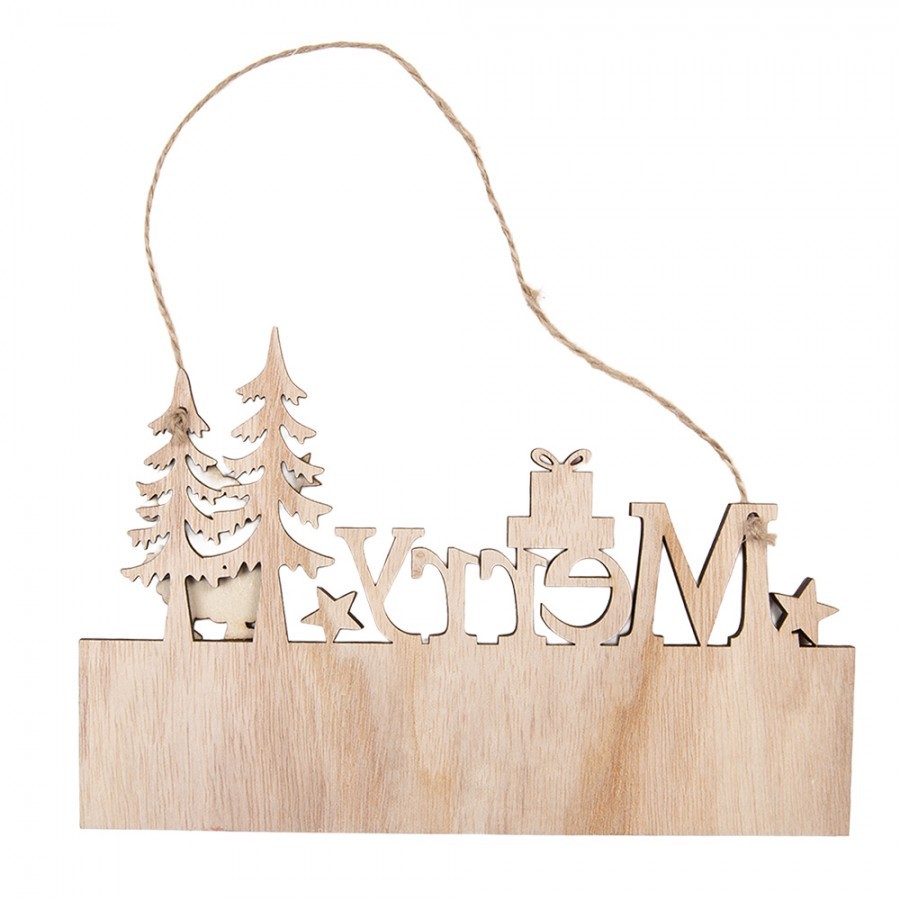 Christmas Ornament 22x1x14 Cm Beige Wood - 22*1*14 cm Clayre & Eef Christmas Ornament 22x1x14 Cm Beige Wood - 22*1*14 cm Clayre & Eef
