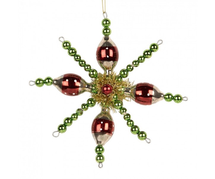 Christmas Ornament 16x3x16 Cm Green Glass - 16*3*16 cm Clayre & Eef