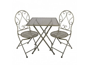 Zelený skládací zahradní Bistro set stůl a 2 židle - 60*60*70cm / 50*40*93 cm