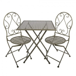 Zelený skládací zahradní Bistro set stůl a 2 židle - 60*60*70cm / 50*40*93 cm