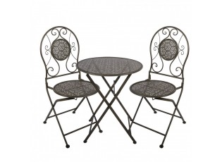 Zelený skládací zahradní Bistro set stůl a 2 židle - Ø 60*71 / 50*40*93 cm 