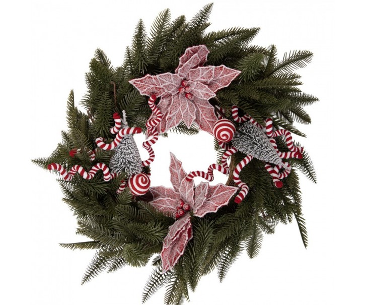 Christmas Wreath ? 60x20 Cm Green Plastic - ? 60*20 cm Clayre & Eef