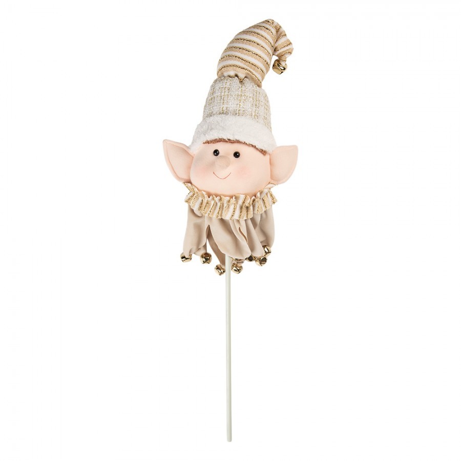 Veliký vánoční zápich béžový skřítek Elf - 18*15*80 cm