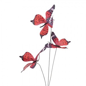 Dekorační větvička s červenými motýlky Butterfly - 10*10*65 cm