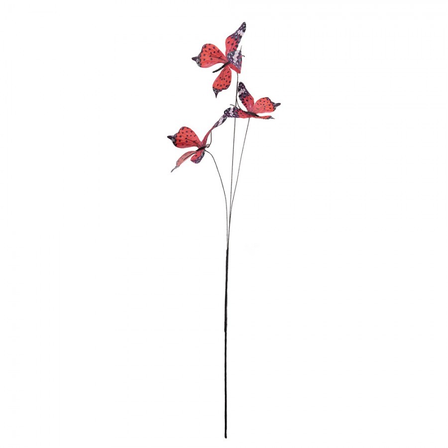 Dekorační větvička s červenými motýlky Butterfly - 10*10*65 cm