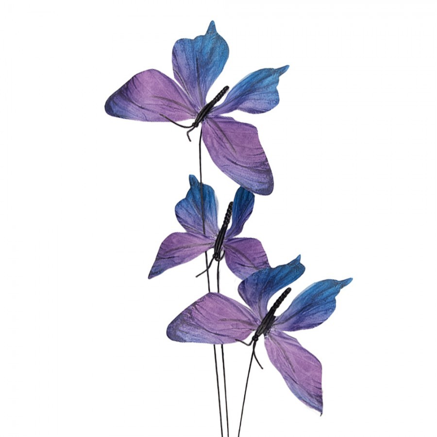 Dekorační větvička s fialovými motýlky Butterfly - 10*10*65 cm