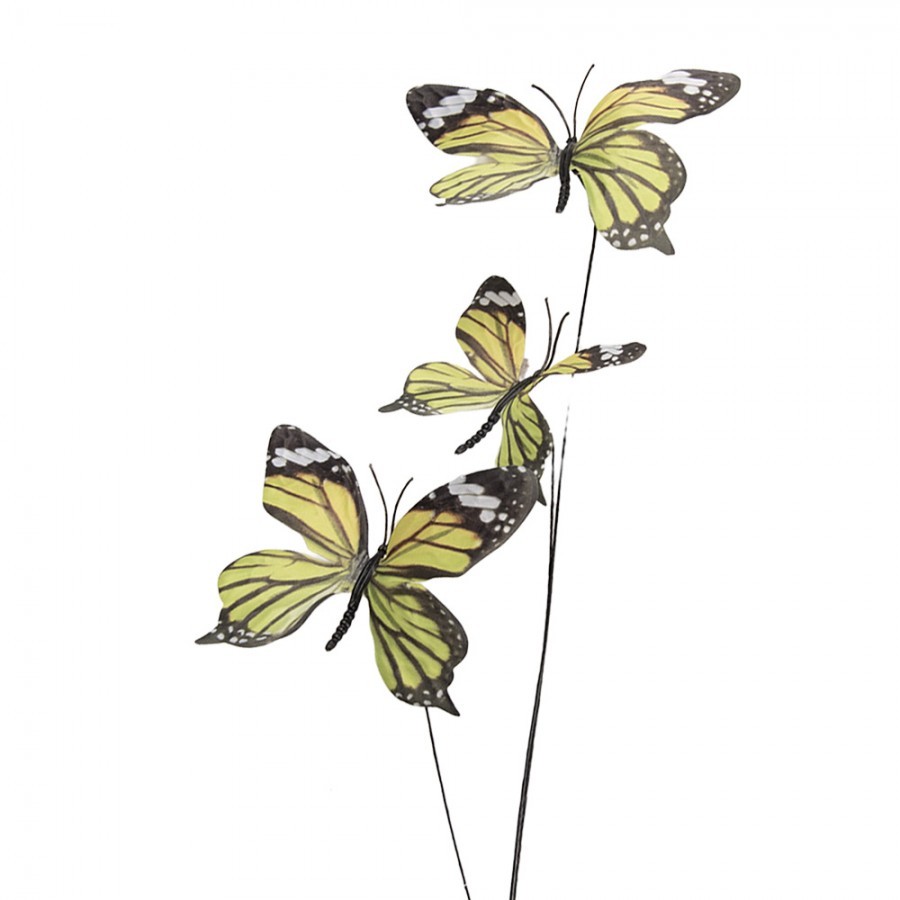 Dekorační větvička se zelenkavými motýlky Butterfly - 10*10*65 cm