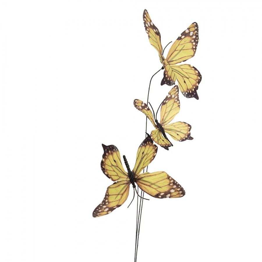 Dekorační větvička se žlutými motýlky Butterfly - 10*10*65 cm