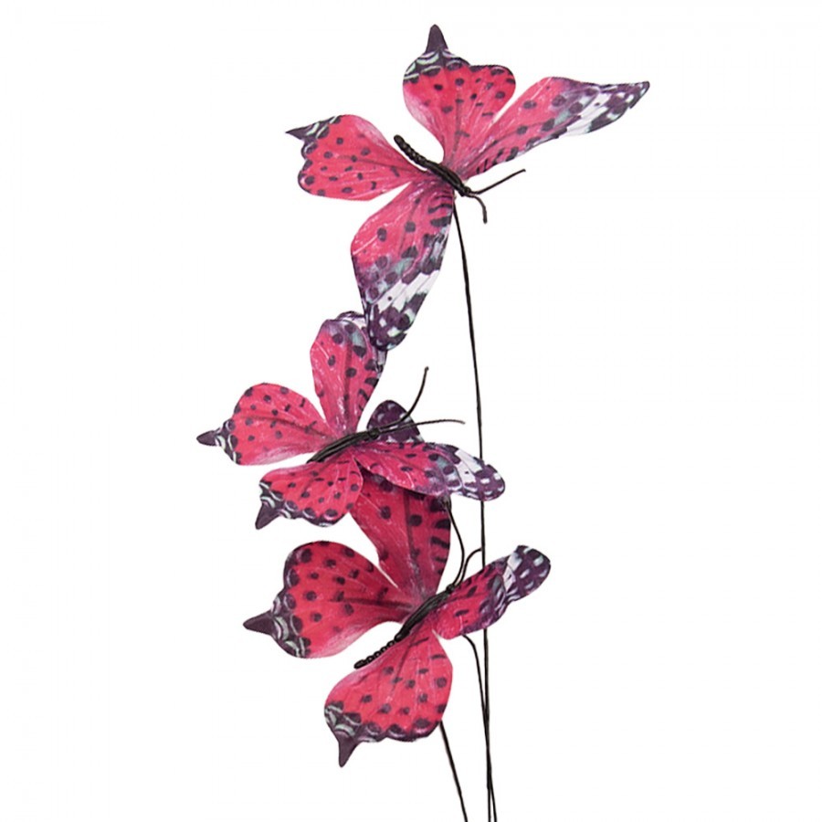 Dekorační větvička s růžovými motýlky Butterfly - 10*10*65 cm