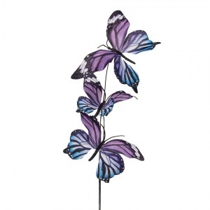 Dekorační větvička s fialkovými motýlky Butterfly - 10*10*65 cm