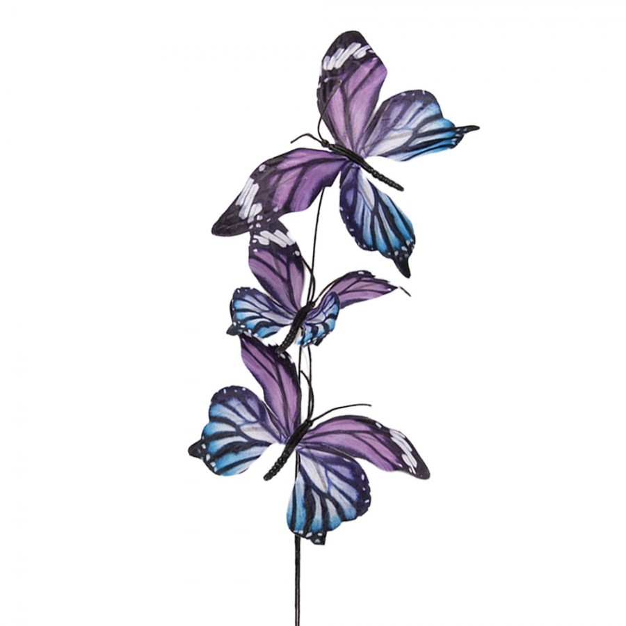 Dekorační větvička s fialkovými motýlky Butterfly - 10*10*65 cm