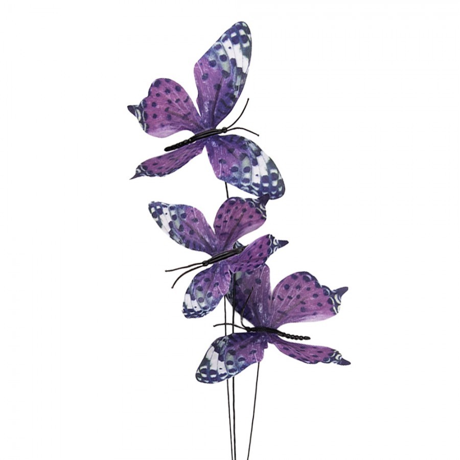 Dekorační větvička s fialovými motýlky Butterfly - 10*10*65 cm